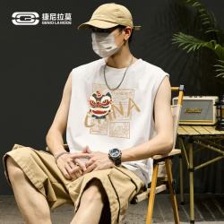 GENIOLAMODE 森马集团背心男夏季无袖宽松纯棉透气坎肩马甲男装衣服 白色 M