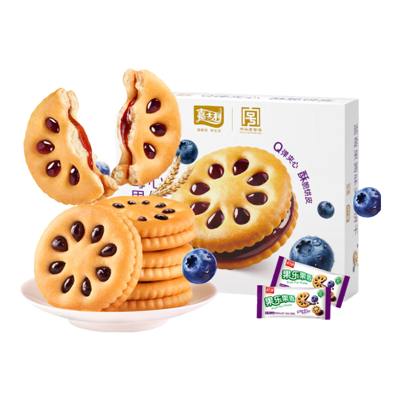 嘉士利 果乐果香果酱夹心饼干 蓝莓味 712g