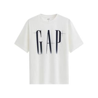 Gap 纯棉logo渐变印花宽松短袖T恤 白色 M