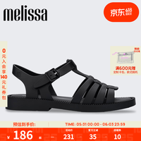 melissa 梅丽莎女时尚休闲外穿平底露趾罗马凉鞋35787 黑色