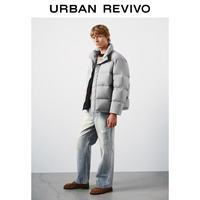 URBAN REVIVO 冬季户外休闲绗缝立领宽松羽绒服 冷灰 XL
