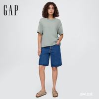 Gap 715775 纯棉重磅圆领短袖T恤 浅绿色 L码