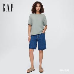 Gap 715775 纯棉重磅圆领短袖T恤 浅绿色 L码