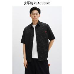 太平鸟 男士刺绣短袖衬衫