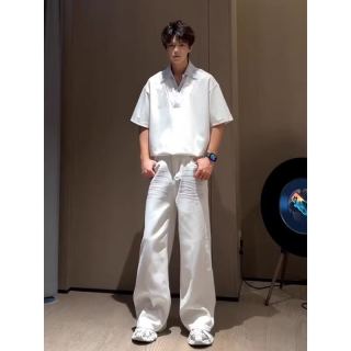 嘉晔 JIAYE）假两件衬衫领短袖T恤男款夏季潮流感polo领痞帅凉感半袖 白色 L