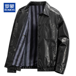罗蒙 男士真皮皮衣 商务休闲皮夹克