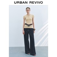 URBAN REVIVO 夏季休闲单排扣圆领修身短袖T恤