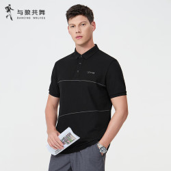 与狼共舞 夏季时尚分割百搭短袖POLO 001黑色 M(170)