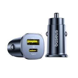 倍思 方形车载充电器 1A1C 30W