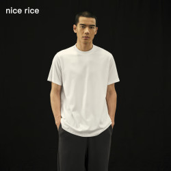 nice rice 男士休闲罗纹圆领短袖T恤 NGC02073 240G