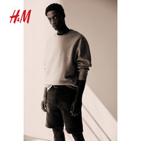 H&M 混浅灰色落肩宽松加绒卫衣 M