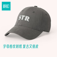 畹町 帽子鸭舌帽简约弯檐棒球帽字母格纹甜美风软顶帽女生日礼物 灰色