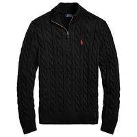 Ralph Lauren/拉夫劳伦男装 经典款绞花编结棉四分之一拉链针织衫