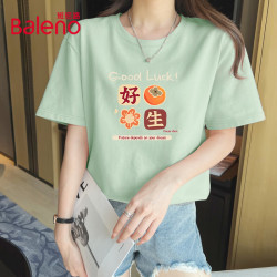 班尼路 女士100%纯棉圆领短袖T恤