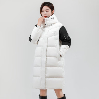 雪中飞 女士羽绒服 白色 M码 中长款可拆卸帽