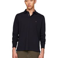 Tommy Hilfiger 汤米·希尔费格 男式 polo衫 带有弹性和有机棉质地的常规版长袖polo衫 有领 长袖 常规版型 Desert Sky Large