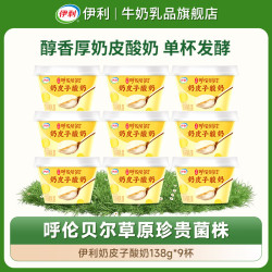 伊利 宫酪 呼伦贝尔奶皮子酸奶 醇香厚奶皮风味酸乳 伊利宫酪奶皮子酸奶138g*9杯