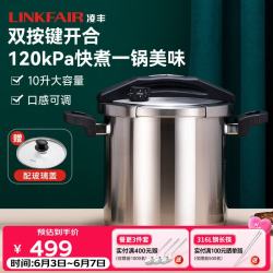凌丰 304不锈钢高压锅家用大容量单手开合防爆压力锅经典系列10L  24cm 10L