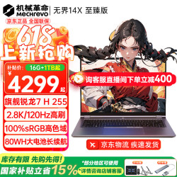 机械革命 高性能 笔记本电脑+16G内存+1TB高速固态