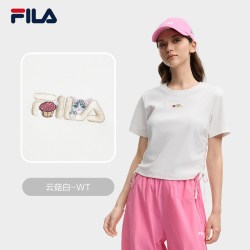 FILA 女子短袖T恤 双侧抽绳修身