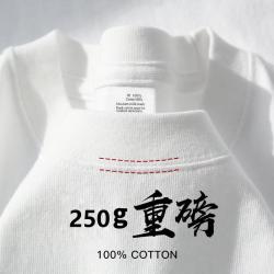 ENYIN100纯棉250g重磅深灰色纯棉短袖t恤纯色大码休闲男女款 白色 S (100-110斤-宽松版型)