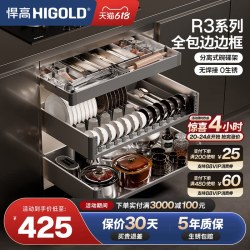 悍高 厨房橱柜拉篮R3系列抽屉式加厚不锈钢碗碟拉篮双层置物碗篮