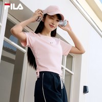 FILA斐乐 女子短袖T恤 刺绣双侧抽绳修身