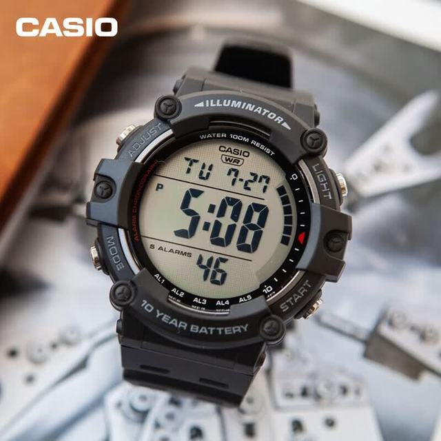 CASIO 时尚运动防水学生户外防摔运动电子表男表 AE-1500WHX-1AVDF 黑色
