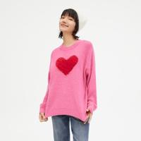 URLAZH 爱心宽松圆领气质针织毛衣女