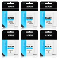 REACH 蜡质牙线 无味型 50.2米6装 防撕裂深度清洁 去除牙菌斑 成人儿童适用 口腔护理 不含PFAS 牙缝清洁线