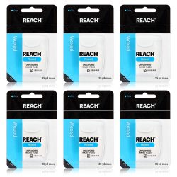 REACH 蜡质牙线 无味型 50.2米6装 防撕裂深度清洁 去除牙菌斑 成人儿童适用 口腔护理 不含PFAS 牙缝清洁线