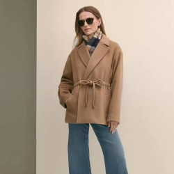Brooks Brothers 女士双面羊毛混纺 抽绳大衣