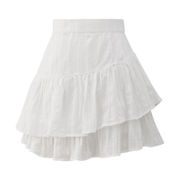 MOUSSY 不规则抽褶蛋糕裙半身裙 象牙色 M