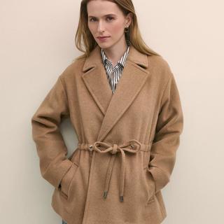 Brooks Brothers 布克兄弟 羊毛混纺双面呢系带大衣