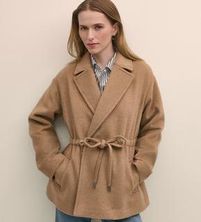 Brooks Brothers 布克兄弟 羊毛混纺双面呢系带大衣
