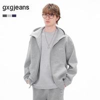 gxgjeans【服装五折】男装多色简约宽松休闲运动连帽卫衣外套26春新品 深麻灰