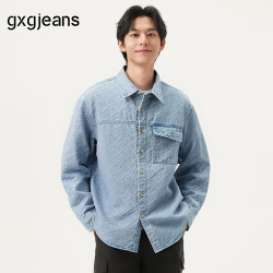 gxgjeans 超值清仓 美式时尚复古牛仔衬衫外套 蓝色