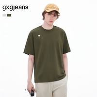 gxgjeans 趣味图案宽松圆领短袖T恤 橄榄绿 L