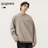 gxgjeans 男装假两件宽松卫衣 燕麦色 XL