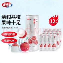 宏宝莱 荔枝味零卡零脂碳酸饮料 330ml*12罐