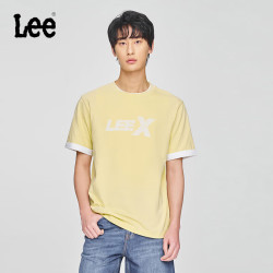Lee 圆领Logo印花撞色 男短袖T恤