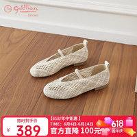 金利来 女鞋2026夏季新款编织透气软底玛丽珍鞋浅口单鞋G665620191米白39