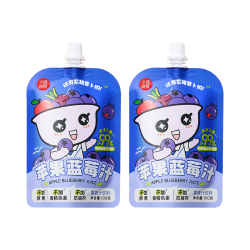 小碗良食 果蔬汁饮料苹果蓝莓汁儿童无添加水果汁花青素叶黄素酯袋装整箱 100g*2袋（尝鲜装）