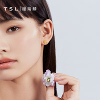 谢瑞麟（TSL）黄金耳钉女款磨砂腊梅花足金婚嫁耳环耳饰YM036 约1.45克（工费约400元）
