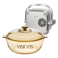 康宁 VISIONS 2.1L汤锅白色双边料理炉耐热玻璃锅具套装