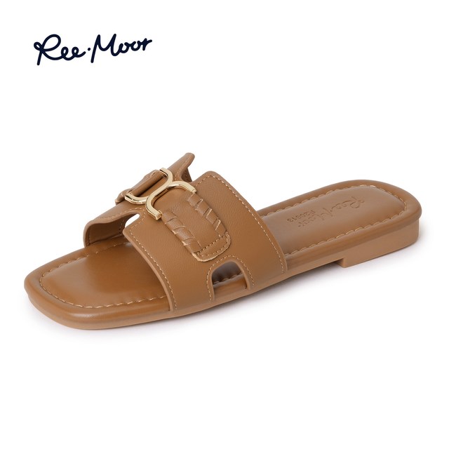 reemoor 女士金属扣一字拖 R20613