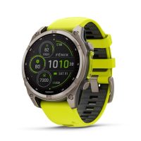 移动专享：佳明 飞8太阳能47mm银色版本亚马逊新价.Garmin fÄnix® 8 – 47毫米,太阳能,蓝宝石，钛合金，黄色表带）