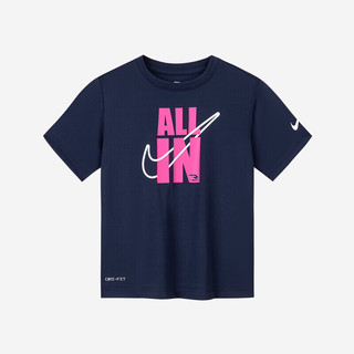 NIKE 耐克 DRI-FIT速干 靛蓝色 110cm 女童短袖T恤