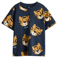H&M 男童圆领条纹印花棉质短袖T恤