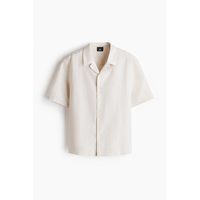 H&M 1307418 亚麻混纺古巴领衬衫 男士衬衫